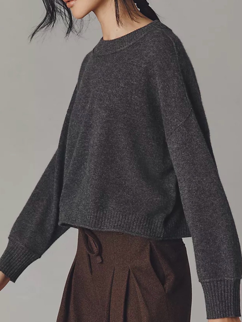 Anthropologie Goldie Cashmere Sweater Graphite Gray Quiet Luxury Size Medium New